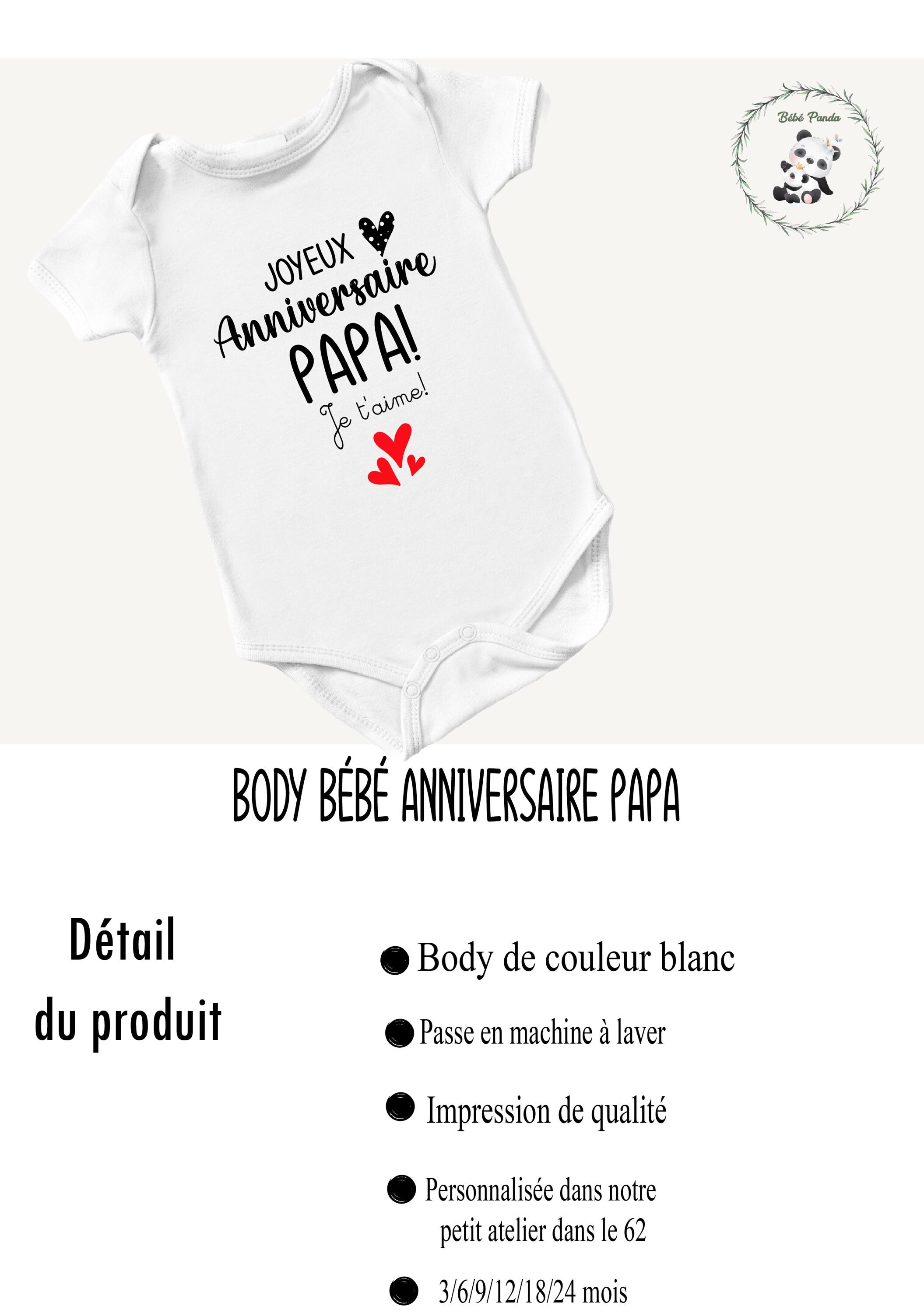 Body Bébé Blanc Joyeux Anniversaire Papa Je T’Aime – Cadeau Anniversaire Émouvant Pour Papa (3-24 Mois)