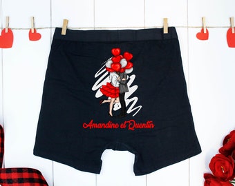 Personalized men's boxer shorts / Personalized Valentine's Day boxer briefs / Personalized Valentine's Day gift for couples / Intimate gift for couples