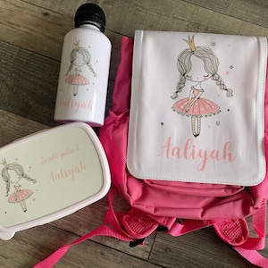 Gourde personnalisé/ sac personnalisé / boîte à gouter personnalisé /petite fille personnalisé / maternelle personnalisé / kit maternelle