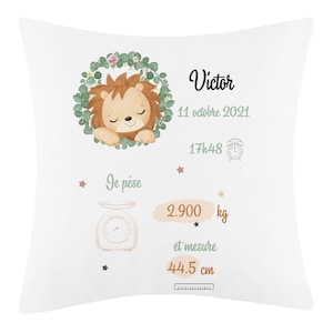 Personalized lion birth cushion / birth cushion / personalized birth gift / original birth gift / unique birth gift