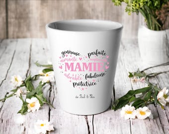 Personalized pot for Grandma, Grandparents' Day gift, personalized flower pot, original gift for Grandma, 10 cm ceramic pot