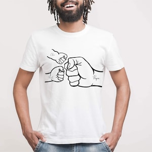 T-shirt Papa Fist Bump personnalisé – Jusqu’à 6 prénoms – Cadeau Fête des Pères original – T-shirt Papa et enfants