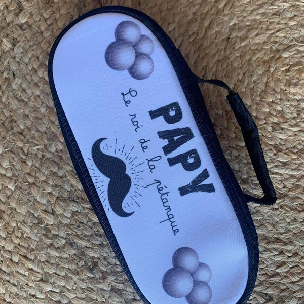 Trousse de pétanque papy/ cadeau fête des grands pères/ roi de la pétanque/ pochette pétanque personnalisé