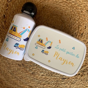 Gourde personnalisé/ sac personnalisé / boîte à gouter personnalisé / tracteur personnalisé / maternelle personnalisé / cadeau Noel enfant