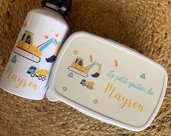 Gourde personnalisé/ sac personnalisé / boîte à gouter personnalisé / tracteur personnalisé / maternelle personnalisé / cadeau Noel enfant