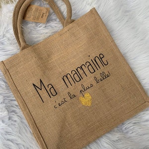 Sac en jute marraine personnalisé / pochette marraine personnalisé / cadeau marraine personnalisé / noël marraine personnalisé Bild 2