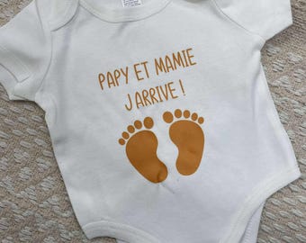 Body/bodie Blanc 100% Coton Naissance Bientôt Un Papy Comblée