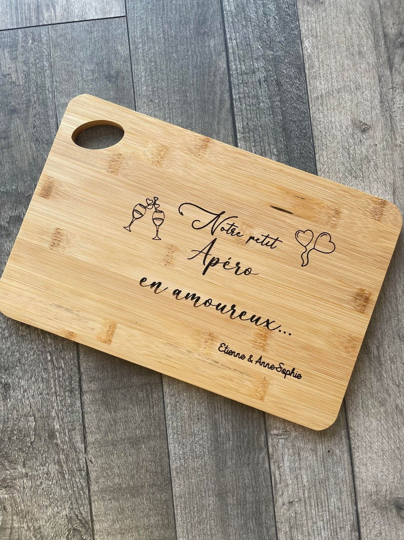 Personalized Bamboo Aperitif Board – Couple Gift, Valentine’s Day ...