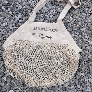 Sac à course mamie/ cadeau fête des mamies / fêtes des grands mères / cadeau mamie personnalisé / course mamie personnalisé / sac filet image 1