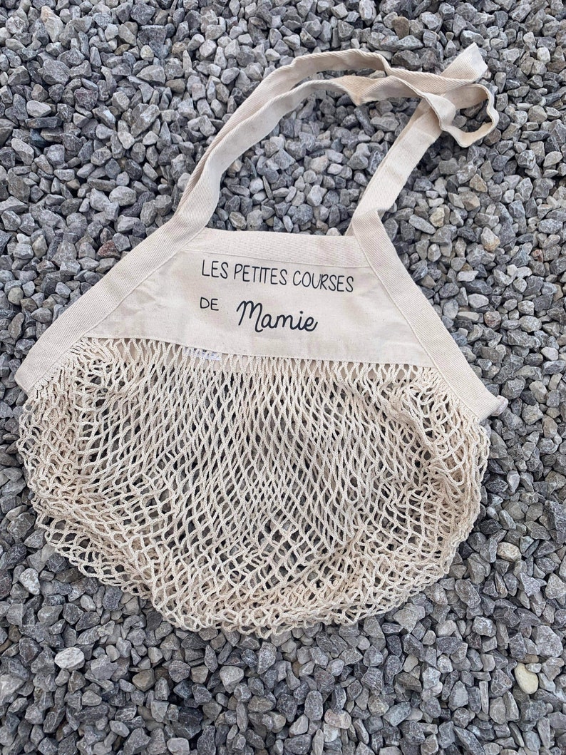 Sac à course mamie/ cadeau fête des mamies / fêtes des grands mères / cadeau mamie personnalisé / course mamie personnalisé / sac filet image 1