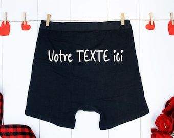 Boxer Homme Personnalisé – Texte, Symbole et Police au Choix | Sous-Vêtement Homme Sur-Mesure | Cadeau Original & Humour | Taille S à XXL