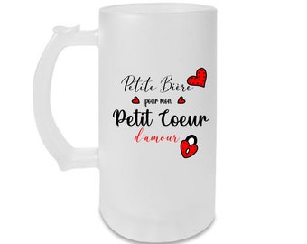 Chope de Bière personnalisé/ Cadeau couple saint valentin apéro/ Biere apéro couple/ Saint valentin homme/ Chope de biere personnalisé