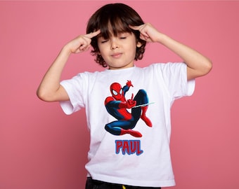 Tee shirt spiderman personnalisé/ cadeau spiderman personnalisé/ anniversaire enfant personnalisé /spiderman/ tee shirt enfant noel