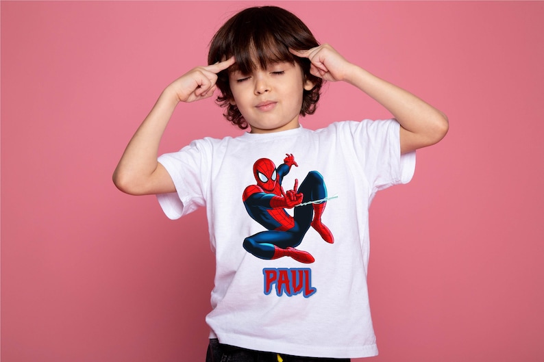 Tee shirt spiderman personnalisé/ cadeau spiderman personnalisé/ anniversaire enfant personnalisé /spiderman/ tee shirt enfant noel image 1