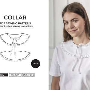 Detachable Collar Pattern | PDF Digital Printable Sewing Pattern | 3 ...
