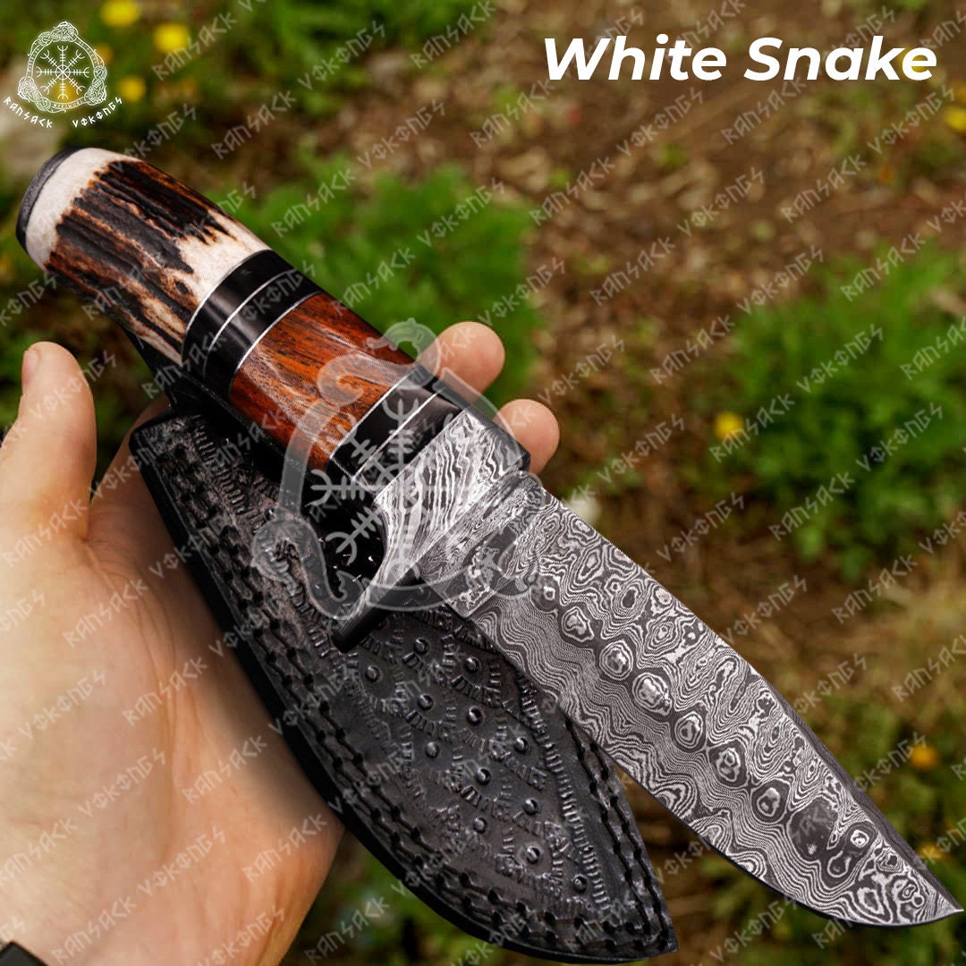 Damascus Hunting Knife, Damascus Fixed Blade Knife, Damascus Viking Knife,  Damascus Drop Point Knife Hand Made Knives Gifts for Men USA 