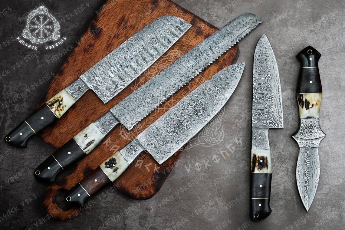 Damascus Cooking Knife, Kitchen Knife Set, Damascus Chef Knife Set