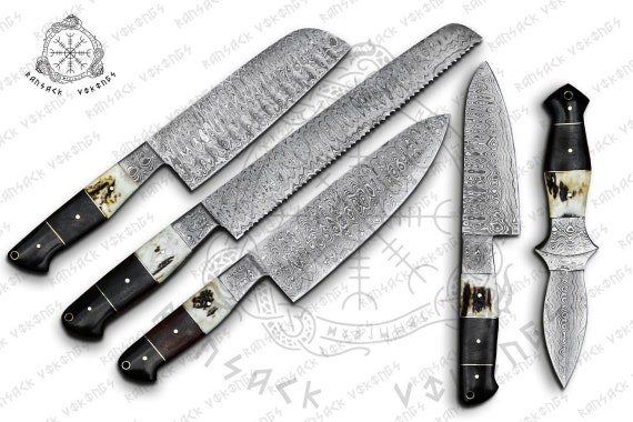 Damascus Chef Knife, Damascus Knife Set, Handmade Knife, Knife Making, –  Axis Knives Company