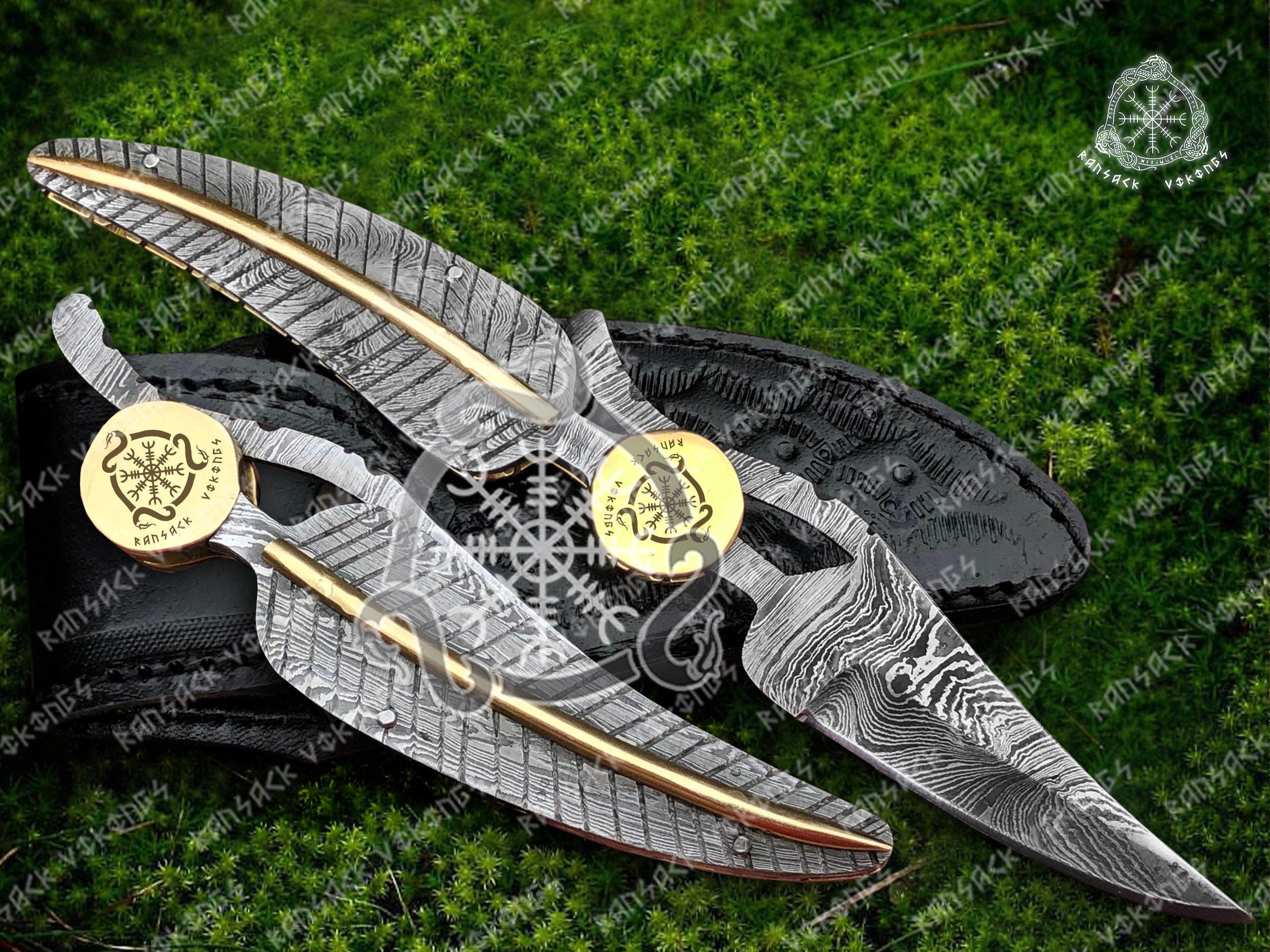 Damascus Leaf Pocket Knife Folding Knife Every Day Carry Etsy Canada