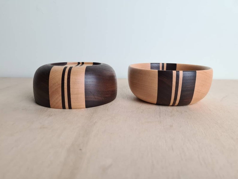 Decorative wooden bowl set. Trinket Snack Ring Dish. Tiki / Mancave decor image 5