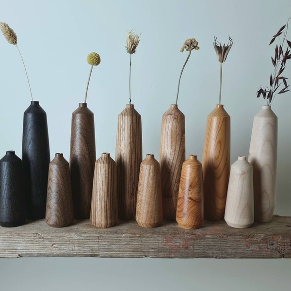 Set of wooden bud vases | dried flowers | sustainable homewares