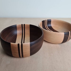 Decorative wooden bowl set. Trinket Snack Ring Dish. Tiki / Mancave decor image 1