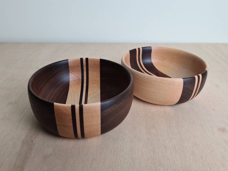 Decorative wooden bowl set. Trinket Snack Ring Dish. Tiki / Mancave decor image 1