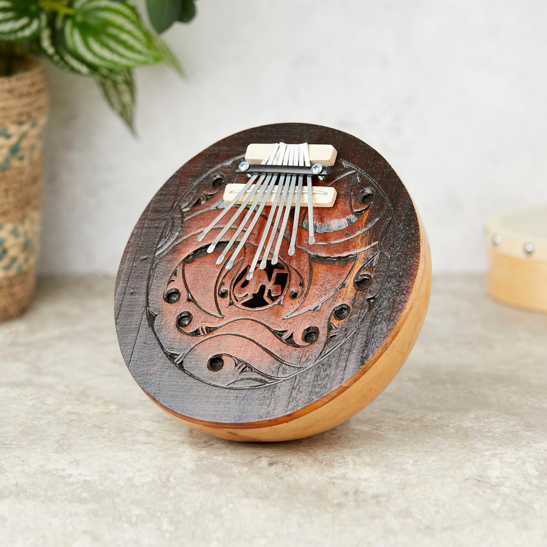 Hand Painted Carved Gourd Thumb Piano Kalimba Mbira 9 Note Various