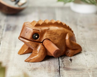 Large Wooden Croaking Frog Guiro In Box 16cm