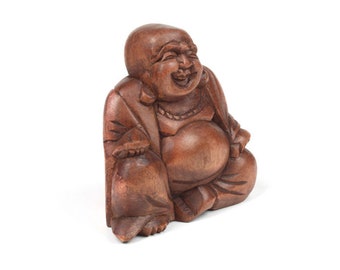 Wooden Laughing Buddha Solid Ornament