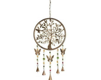 Tree of Life Wind Chime Brass Tapestry Hanging  75cm