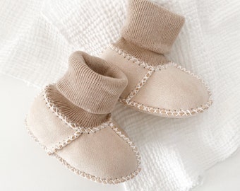 Baby Booties Lederimitat 0 - 6 Monate | Lammfell | Babyschuhe | Schühchen | Fellschuhe | Boots | Vegan