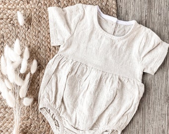 Sommer-Romper *Bio-Leinen* Beige | Romper | Strampler | Overall  | Baby