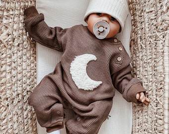 Baby Overall Waffeljersey *moon* Braun | Strampler | Einteiler | Romper | Anzug