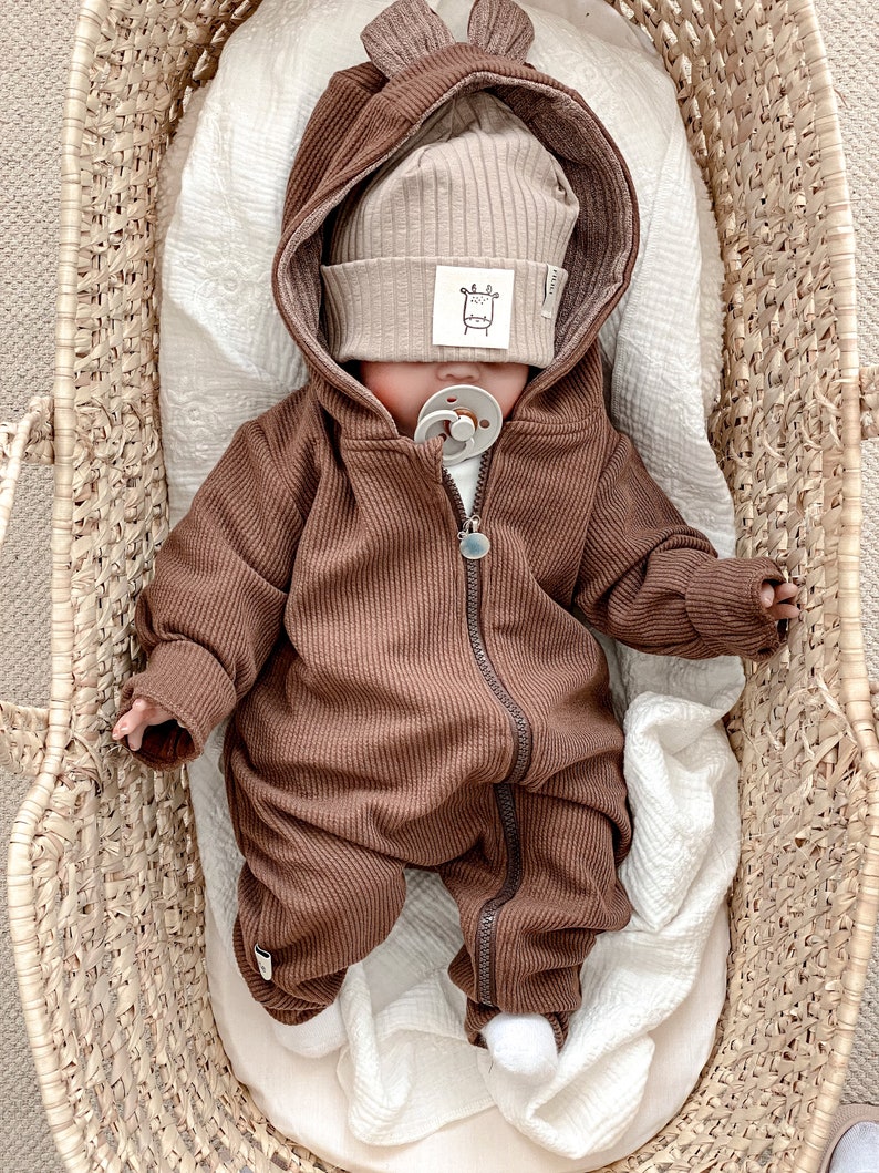 Baby Overall Ribjersey Reh Strampler Einteiler Romper Anzug Bild 2