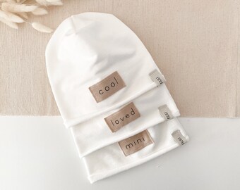 Sweat Beanie einlagig *cool - mini - loved* Ecru | Übergangsmütze | Beanie | Mütze | Baby | Kinder