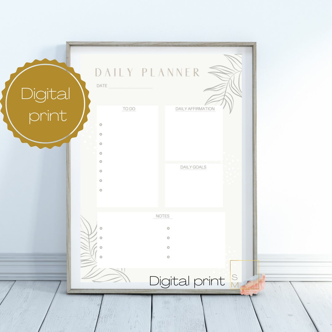 Elegant Daily Planner printable planner Digital Download | Etsy