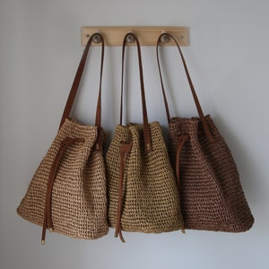 Handmade Raffia Bucket Bag, Raffia Drawstring Bag, Quality Raffia Bag ...