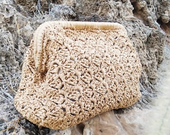 Handcraft Raffia Clutch Bag, Raphia Clutch Bag, Knit Raffia Clutch, Knit Straw Clutch, Straw Clutches, Quality Clutch, Beach Clutch