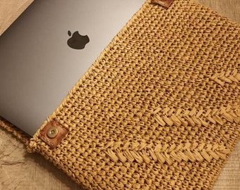 Handmade Macbook Case, Straw MacBook Air Case, Boho Laptop Case, Raffia Laptop Case, Bohemian Macbook Case, Handmade Laptop Sleeves