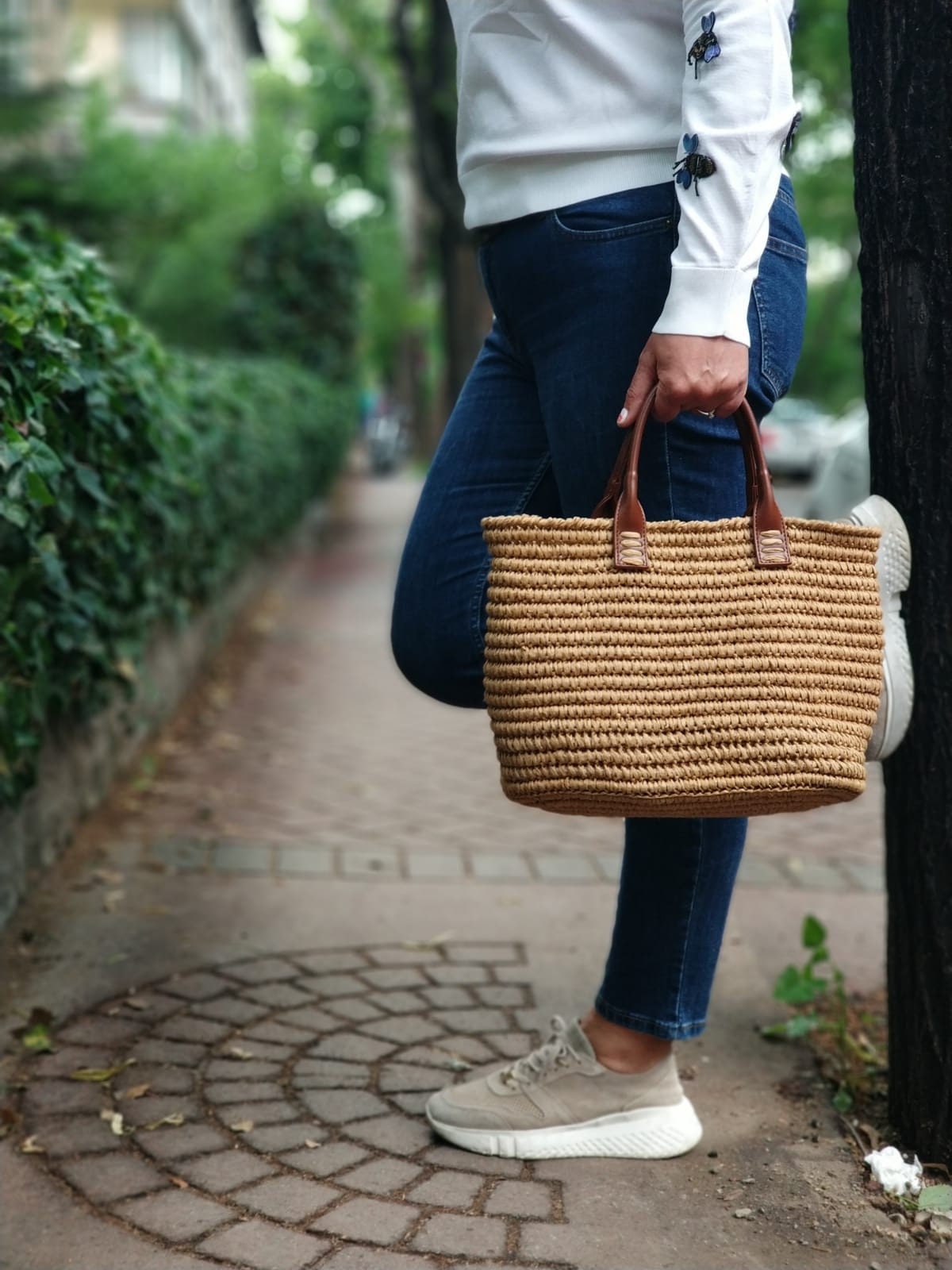 Totes bags Hereu - Small straw tote bag - WBS21CANI004BLACK