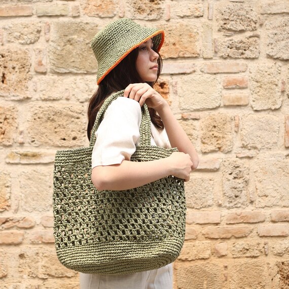 Handmade Raffia Bag, Hole Design Beach Bag, Hole Raffia Bag, Natural Raffia Rope  Bag, Trend Beach Bag, Trend Summer Bag, Straw Beach Bag 