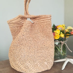 Raffia Straw Bag, Oversize Straw Bag, Raffia Bucket Bag, Raffia ...