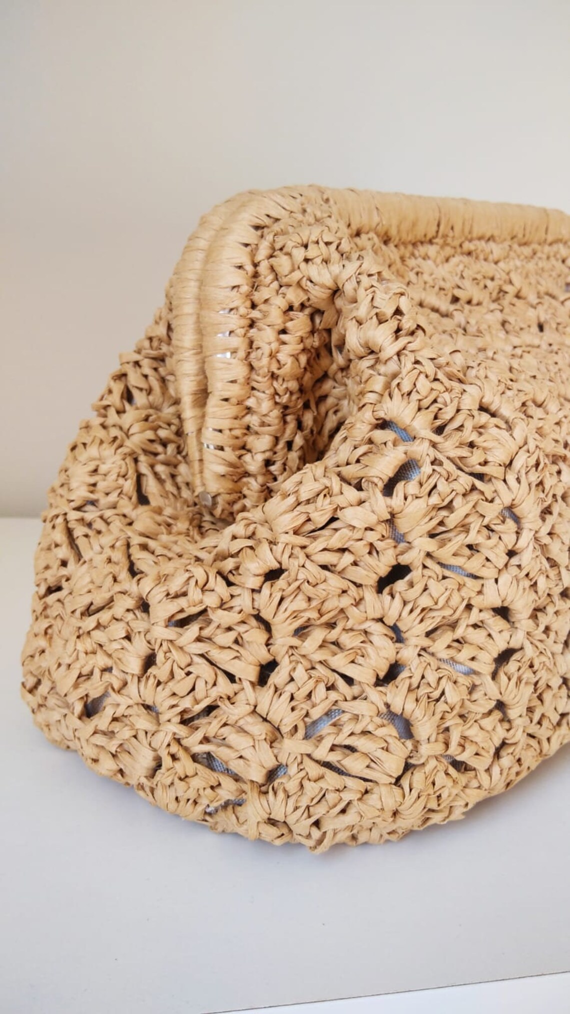 Handcraft Raffia Clutch Bag, Raphia Clutch Bag, Knit Raffia Clutch