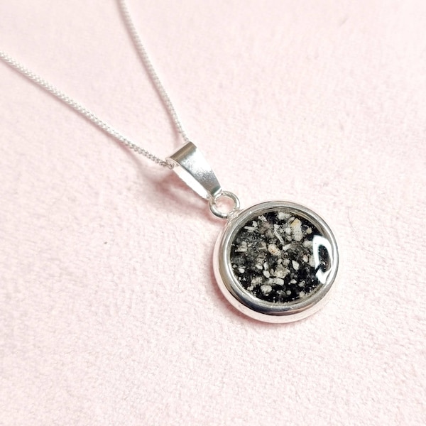 10mm cremation ashes memorial necklace 10mm simple dainty pendant keepsake jewellery gift mum dog ashes fur hair cat charm 925 silver horse