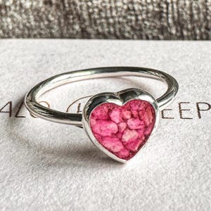 sterling silver Dainty minimalist love heart ring cremation ashes hair fur memorial keepsake ring dog cat jewellery gift Mother’s Day pet
