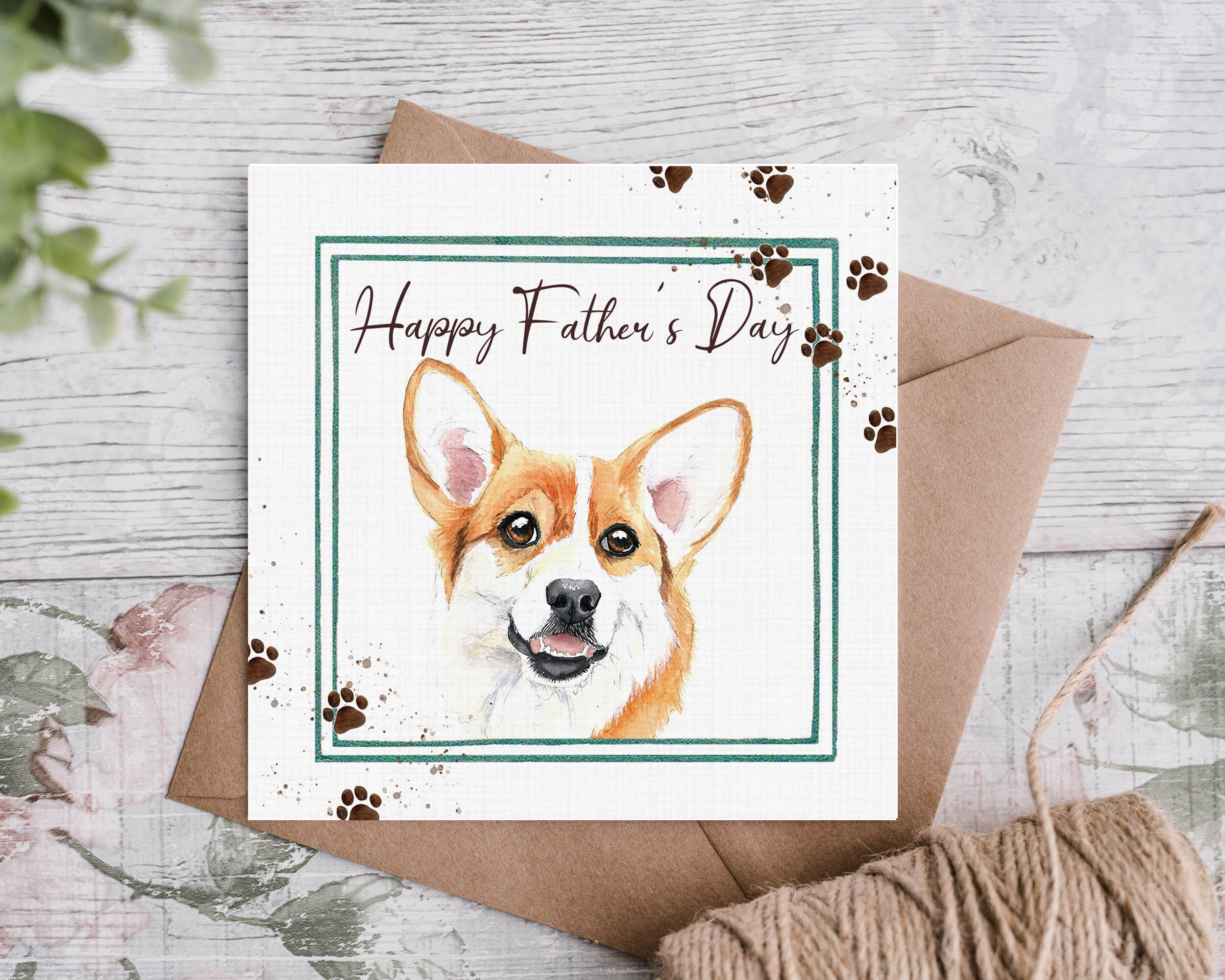 Pembroke Welsh Corgi Fathers Day Card 