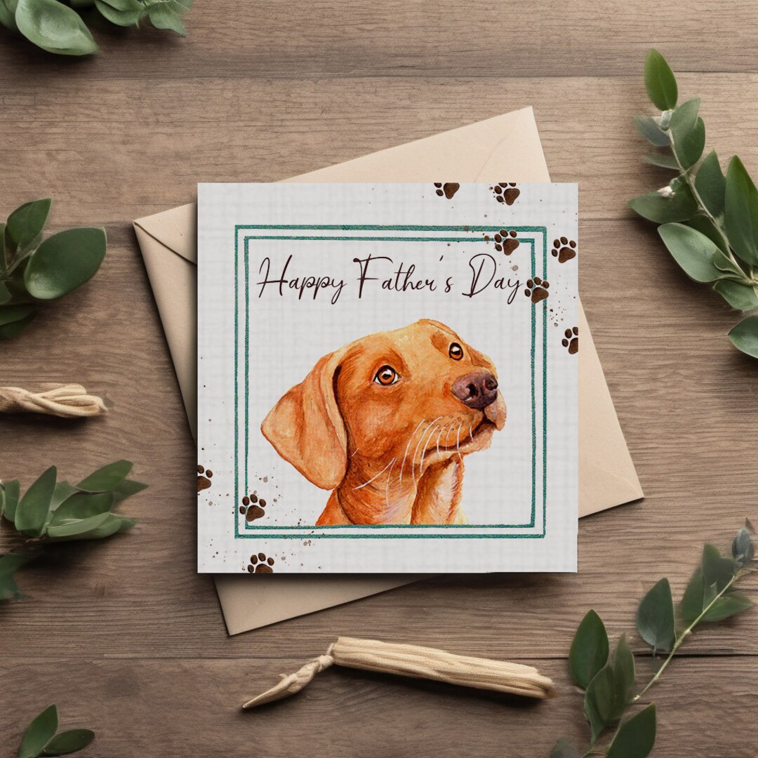 Red Fox Labrador Fathers Day Card / Yellow Lab Dog Dad / Card for Loved ...