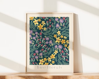 Drukke bloemen: kunstafdruk