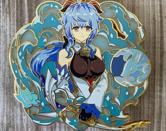 Ganyu Hard Enamel Pin - Stained Glass, Unswirled Pearl
